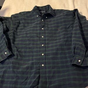 Ralph Lauren Dark Green Plaid Button Down Shirt